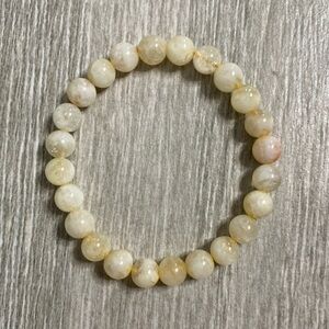 Yellow Citrine Polished Bead Stretch Bracelet
